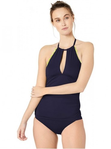 Tankinis Women's Frank Classic Mid-Rise Retro Scoop Bikini Bottom Swimsuit - New Navy Ric Rac - CK18K2S354U $18.99
