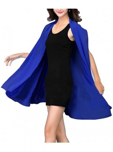 Cover-Ups Women Chiffon Beach Scarf Shawl Sarong Dress Swimwear Cover Up Wrap - Sapphire Blue - CI11ZO6QCL3 $24.64