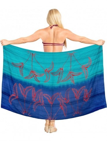 Cover-Ups Women's Swimwear Pareo Beach Cover Up Sarong Wrap Skirts Hand Tie Dye B - Blue_x922 - CV187DCWGMT $29.43