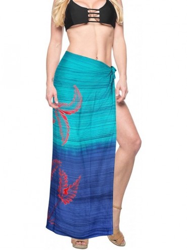 Cover-Ups Women's Swimwear Pareo Beach Cover Up Sarong Wrap Skirts Hand Tie Dye B - Blue_x922 - CV187DCWGMT $11.62