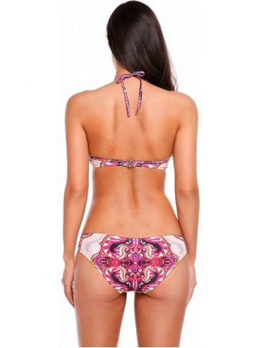 Sets Womens Sexy Halter Bikini Set Swimsuit 2Pcs Bikini Bathing Suits - *Purple - CC18D09M5SQ $15.31