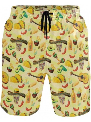 Board Shorts Men's Quick Dry Swim Trunks with Pockets Beach Board Shorts Bathing Suits - Mexican Skull Day - C9195W3TQWC $49.00