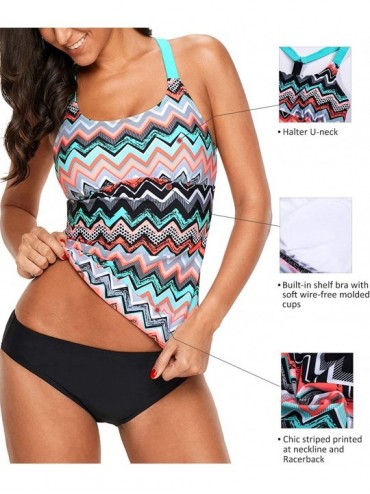 Tops Womens Striped Printed Strappy Racerback Tankini Swim Top No Bottom S - XXXL - Aa Multicoloured a - CQ18DA3UANY $22.66
