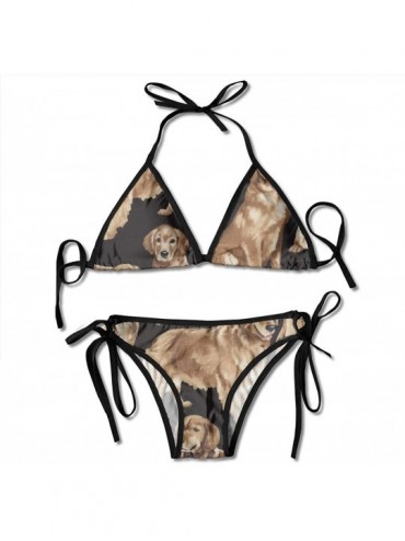 Sets Women Girls Sexy Bikini Swimwear Swimsuit Two Piece Beach Bathing Suit - Golden Retrievers - CK18SQZDZAO $12.55