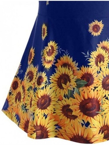 Sets Women's Sunflower Slim Wavy Swimsuit Women's Plus Size One Piece Swimdress Skirted Swimsuit Bathing Suits - Blue - C2196...