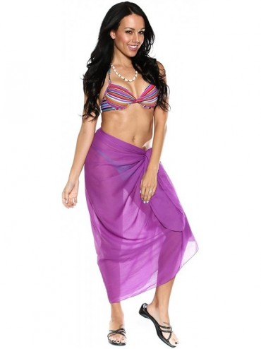 Cover-Ups Womens Cotton Sarong in Your Choice of Colors - Purple Cotton - C212KLFHCMJ $28.21