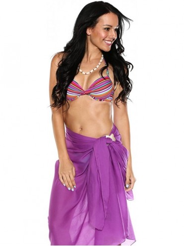Cover-Ups Womens Cotton Sarong in Your Choice of Colors - Purple Cotton - C212KLFHCMJ $16.48