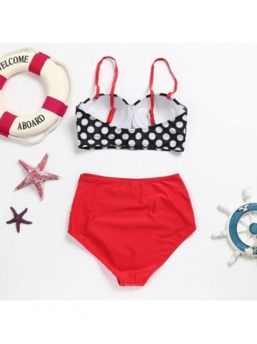 Sets Vintage Bikinis Bathing Suits Floral Halter High Waist Bikini Carnival Swimsuit - Red - C018CZ2DGXY $11.93
