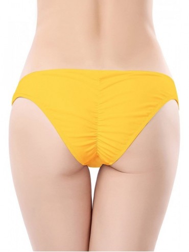 Tankinis Women's Swimwear Swim Shorts Briefs Cheeky Ruched Hipster Bikini Bottoms - Lily Yellow - C21850NCR0U $16.23