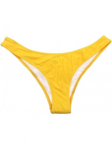 Tankinis Women's Swimwear Swim Shorts Briefs Cheeky Ruched Hipster Bikini Bottoms - Lily Yellow - C21850NCR0U $16.23