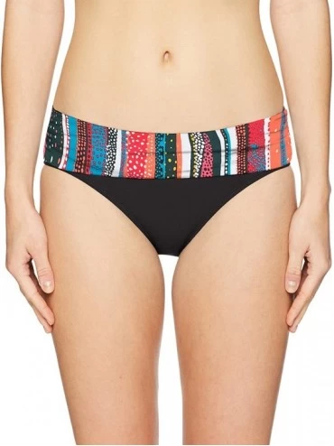 Tankinis Women's Fold Over Mid-Rise Bikini Bottom Swimsuit - Black Multi - CQ18ZQ850LU $58.06