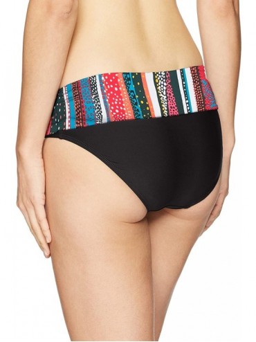 Tankinis Women's Fold Over Mid-Rise Bikini Bottom Swimsuit - Black Multi - CQ18ZQ850LU $24.44