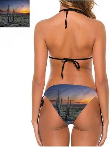 Bottoms One Piece Swimsuits Saguaro- Colorful Sunset in Arizona Very Flattering Style - Multi 10-two-piece Swimsuit - CD19E7M...