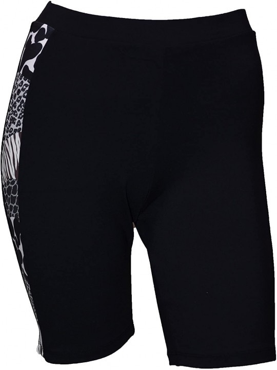 Board Shorts Women Plus Size UPF 50+ Skinny Shorts Swim Pants Rash Guard - Black With Anaconda 1 - CO1220OTZPV $38.42