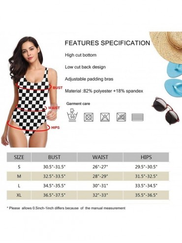 Racing Checkered Flag Women's One Piece Swimsuits Low Back Bathing Suit Bikini Swimwear - CJ18XRW5HD7 $21.66