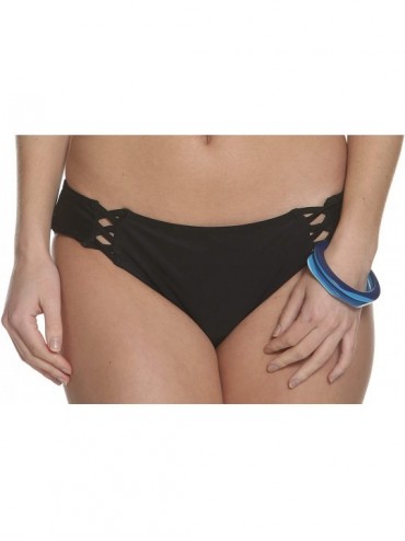 Bottoms Juniors Lace Up Bikini Bottom - Black - CA193ZLC5R6 $56.23