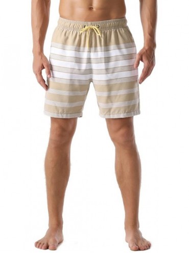 Board Shorts Men's Board Shorts Quick Dry Washed Vintage Bathing Trunks - Khaki-305 - C318ZUA9CZI $15.62