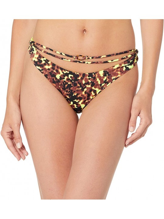 Tankinis Women's High Cut Scoop Hipster Bikini Swimsuit Bottom - Neon Yellow//Hyper Animal - CN18AW9U9UZ $25.71