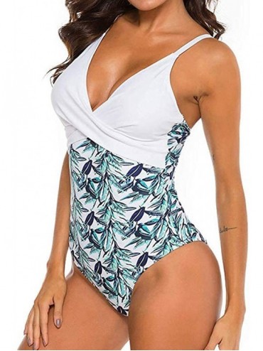 Racing Women's Monokini Front Cross One Piece Swimsuits Slim fit Tummy Control Swimwear - White - C8195KMHTZQ $12.42