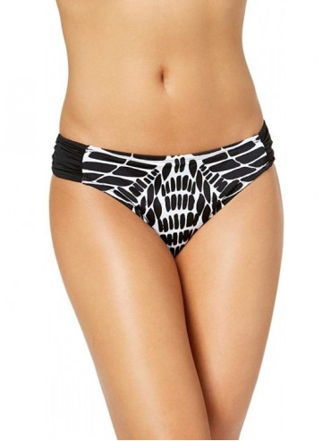 Bottoms Womens Animal Print Hipster Bikini Swim Bottom B/W M Black- Medium - CL18S2Y3UOA $21.97