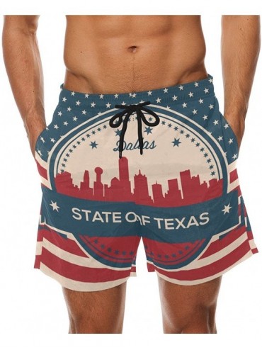 Trunks Vintage American Flag Texas State Dallas Skyline Men's Swim Trunks Swimming Beach Shorts Watershort - CW18E3203AO $48.06