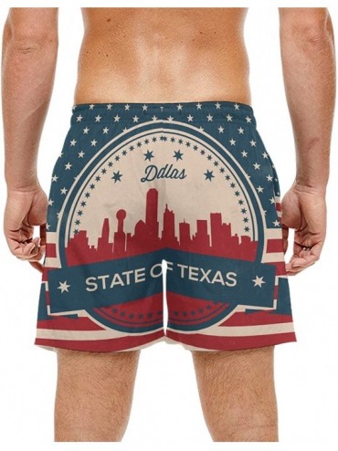 Trunks Vintage American Flag Texas State Dallas Skyline Men's Swim Trunks Swimming Beach Shorts Watershort - CW18E3203AO $22.38