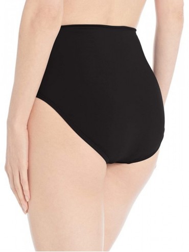 Bottoms Women's High Waist Hipster Bikini Swimsuit Bottom - Black//Solid - CX18I3RXEO3 $24.52