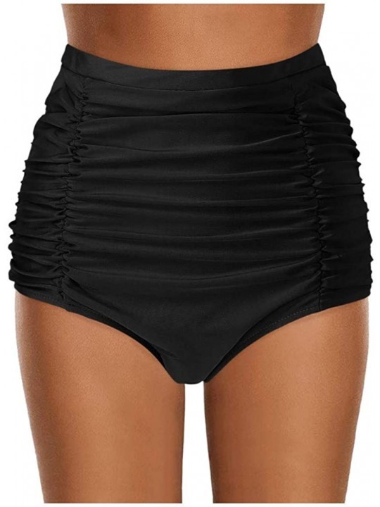 Sets High Waisted Bikini Bottoms for WomenSexy Ruched Tummy Control Swim Brief Tankini Pants Swimwear - Black - C11976ZUMAW $...