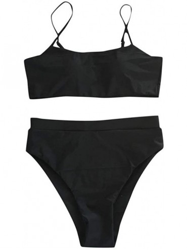 Sets Swimsuit 2020 New Split Swimsuit for Womens Sexy Thong High Waist Bikini Vacation Summer Beachwear - Black - CQ195TY55HN...