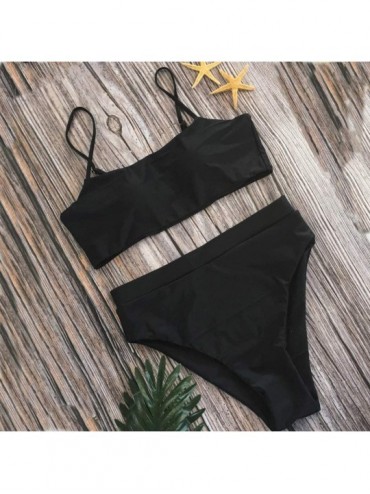 Sets Swimsuit 2020 New Split Swimsuit for Womens Sexy Thong High Waist Bikini Vacation Summer Beachwear - Black - CQ195TY55HN...