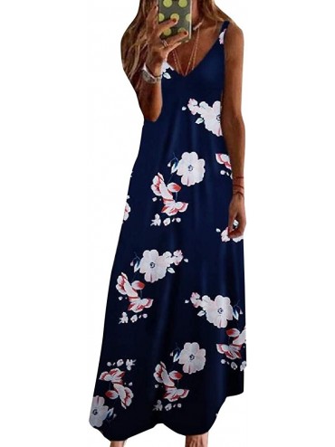 Cover-Ups Womens Summer Casual Plain Flowy Cover Up Loose Beach Cami Maxi Dress - 15 - CP19DYEAMWK $46.03