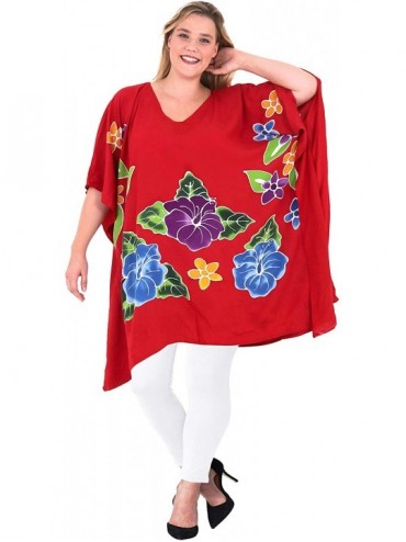 Cover-Ups Women Plus Size Outwear Regular Fit Hawaiian Shirts for Women Printed B - Spooky Red_g771 - CP17YZSYQMZ $25.73