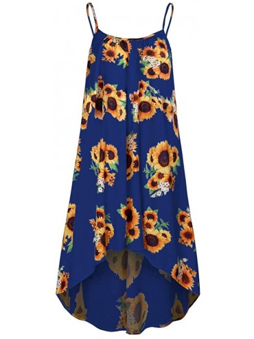 Cover-Ups Summer Dresses Women's Fashion Sunflower Print Mini Dress Suits Short Sleeve Bow Knot Bandage Cami Tank Dress Y e B...