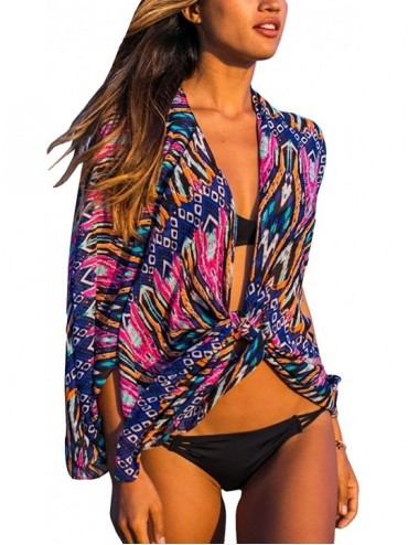 Cover-Ups Summer Womens Chiffon Cover up Bathing Suit Swimwear Bikini Swimsuit Beach Wear Beachwear Coverups Purple - CI18O7E...