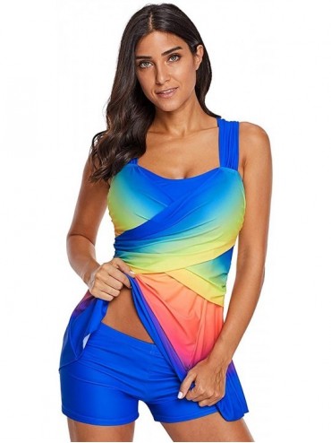 Sets Women's Two Piece Swimsuits Beachwear Bathing Suit Tankini Bathing Suit Swimsuit - Dark Blue - CR18SMEUTM6 $29.60