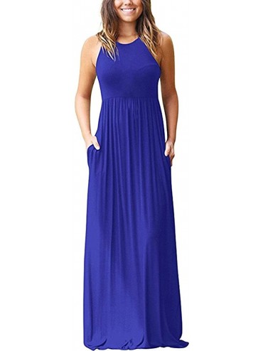 Cover-Ups Women Short Sleeve Dress Loose Solid Plain Maxi Dress Casual Long Party Dress with Pockets Split Summer Dress - Rac...