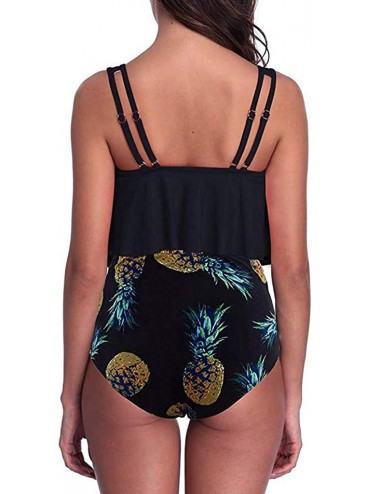 Sets Womens Swimsuit Two Pieces Ruffled High Waisted Bottom Bikini Set - Black - C218RHW2K8T $15.63