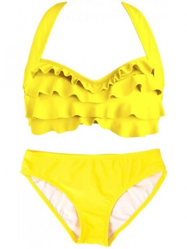 Sets Sea Wave- Mermaid Bikini Set- Mermaidens Swimsuits and Swimwear - Yellow - C818OWW85NL $76.27