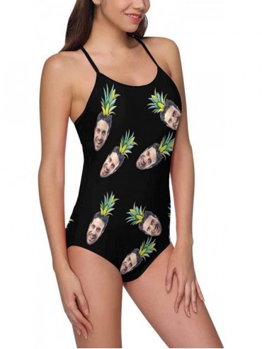 One-Pieces Custom One-Piece Swimsuits with Face Photo Pineapple Swimwear for Women (XS-5XL) - Black - CT18UKGOCGC $49.61