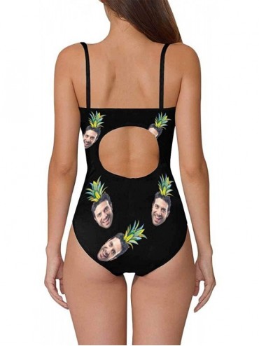 One-Pieces Custom One-Piece Swimsuits with Face Photo Pineapple Swimwear for Women (XS-5XL) - Black - CT18UKGOCGC $23.19