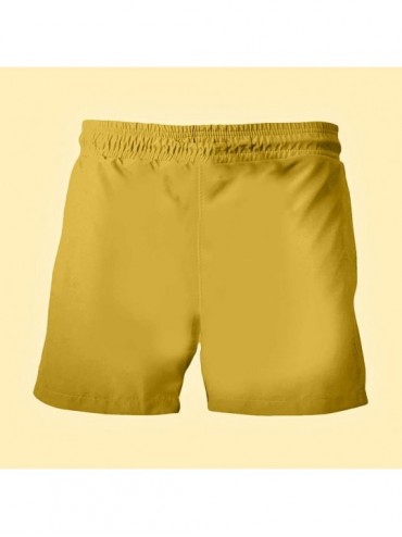 Board Shorts Rooster Print Shorts for Men Casual Summer Beach Shorts Graphic Swimwear - Yellow3 - CG19DLCMSKR $15.57