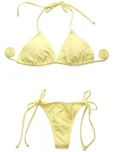 Sets Swimwear Brazilian Bikini Bottom and Top BeachWear - Light Yellow - C0189MHLRSO $48.02