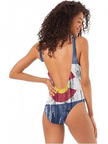 One-Pieces Women's One Piece Swimsuits Colorado Flags Backless Bikini Sexy Ladies Summer Beach Swimwear Bathing Suit Black01 ...