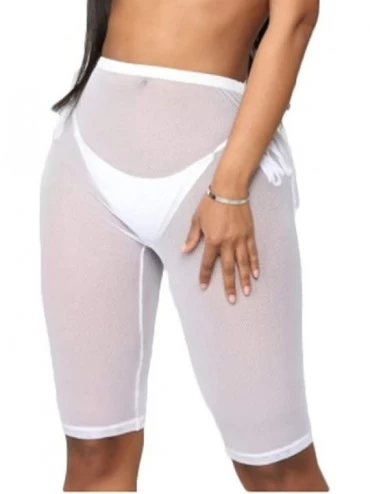 Cover-Ups Sexy Women See Through Sheer Swimsuit Cover Up Short Pants Bikini Bottom Cover-up Pants - White-2 - CW18QW79GGX $18.66