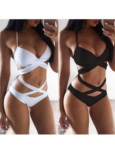 One-Pieces Women's Swimsuits One Piece Tummy Control Front Cross Backless Swimsuit Funny Bathing Suit Monokini Swimwear A bla...