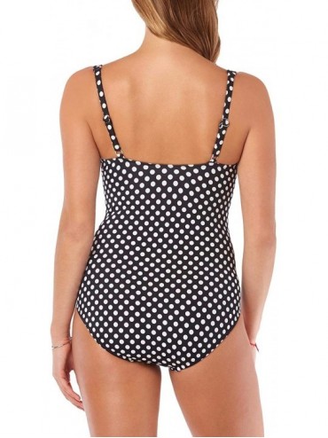 One-Pieces Shirred Tummy-Control One-Piece Swimsuit 10 Black/White - CA18QLM2AUY $24.79