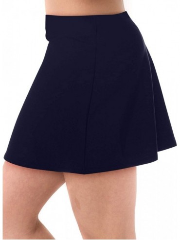 Tankinis Women's Mini Swim Skirt Athletic 18 Inch Swimsuit Skirt- UV Protection Cover Up - Plus - Navy - CD182ZUQYDK $32.04