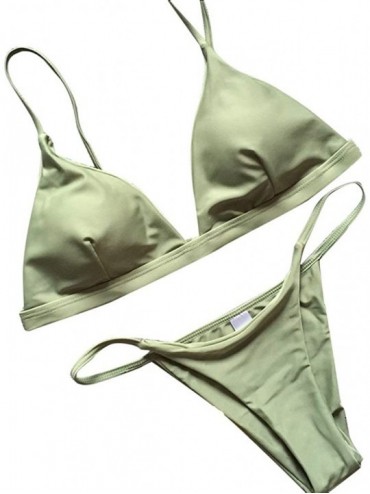 Sets Swimsuit xs for Petite Women Push-Up Padded Bra Beach Wear Ladies Bikini Set Sexy Tops Swimwear Separates - Green - CX18...