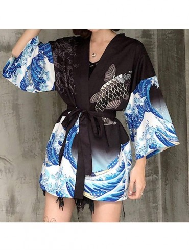 Cover-Ups Women's Summer Loose fit Beach Japanese Kimono Cover up OneSize US S-XL - Style 10 - CL18TSWK203 $16.69