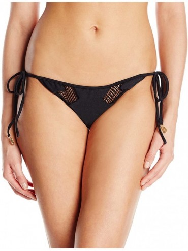 Bottoms Women's for Your Eyes Only Net Sides Brazilian Bikini Bottom - Black - CZ11QVPQPAX $72.57
